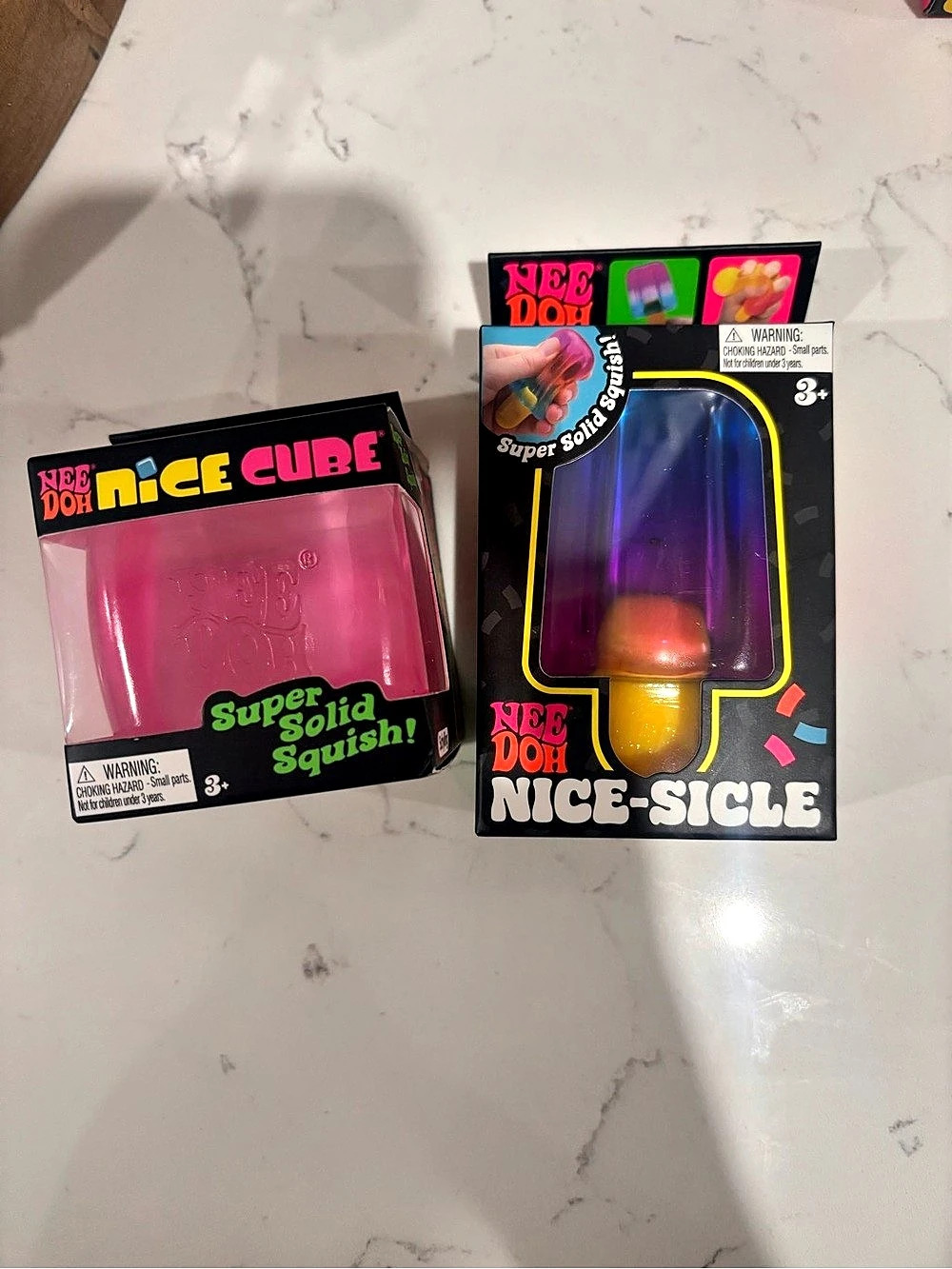 Nee Doh Nice Cube and Nice-Sicle Squish Toy Set Pink & Multicolor NWT